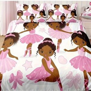 Two Piece Pink Ballerina Duvet Cover Set - Kids Bedding